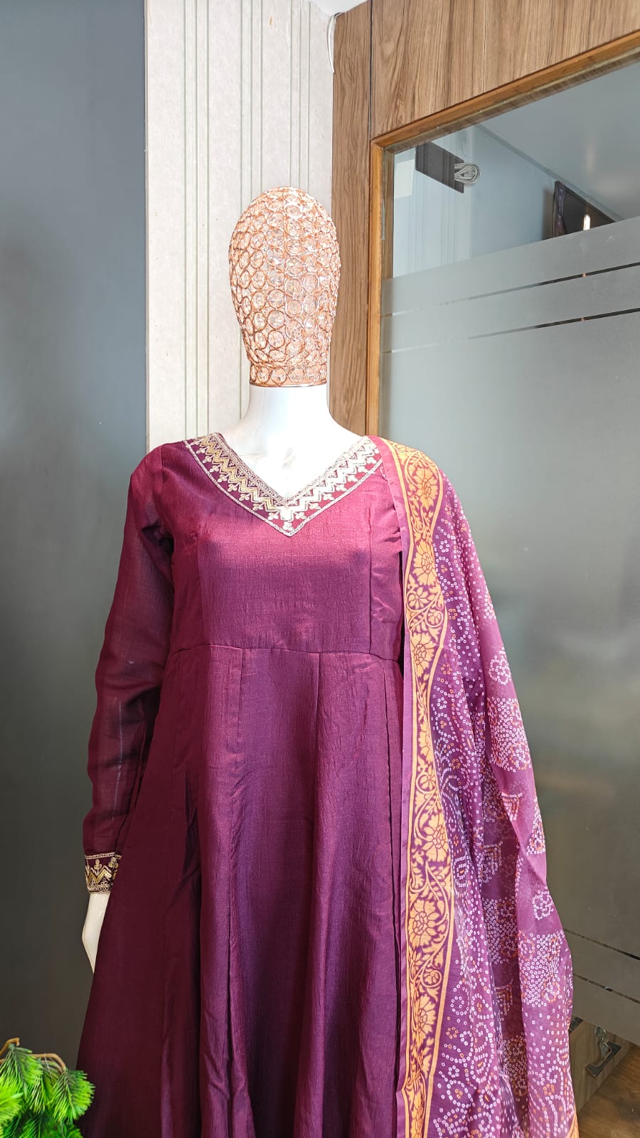 Imperial Embroidered Vichitra Silk Anarkali Set