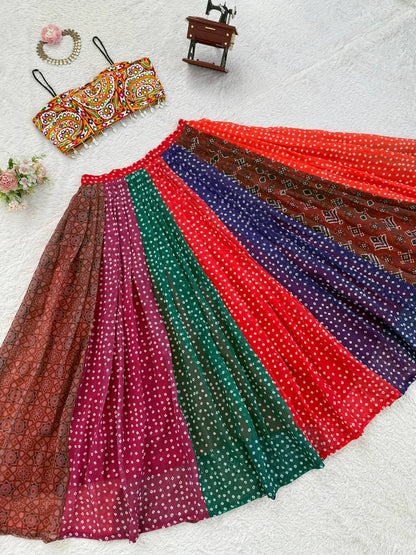 Multicolour Gamthi Work Lehenga Choli
