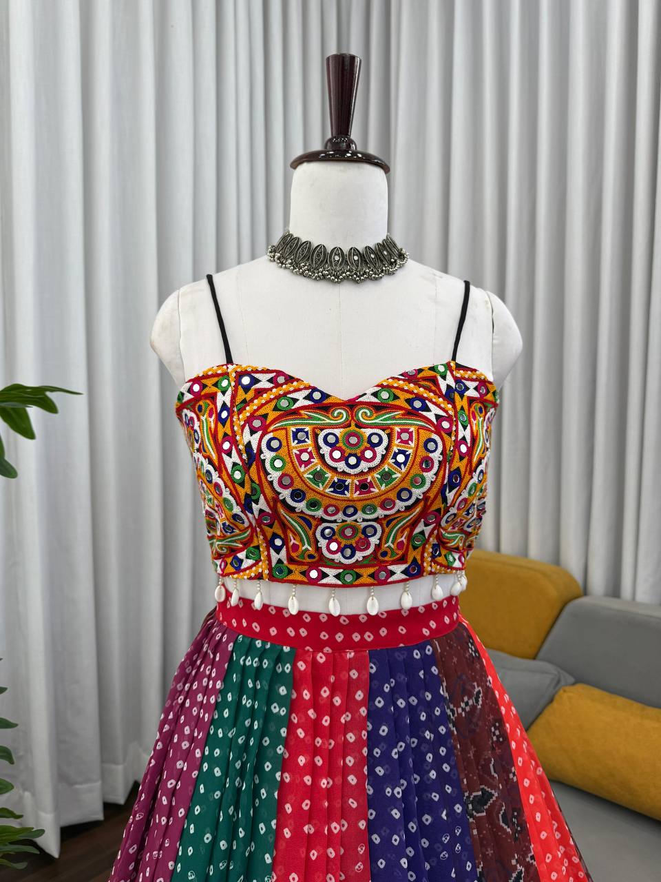 Multicolour Gamthi Work Lehenga Choli