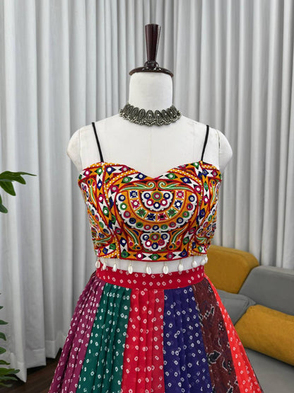 Multicolour Gamthi Work Lehenga Choli