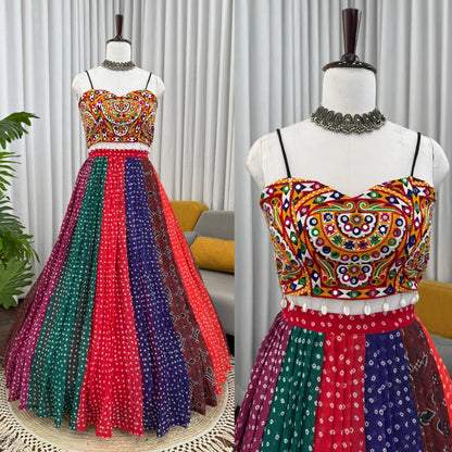 Multicolour Gamthi Work Lehenga Choli