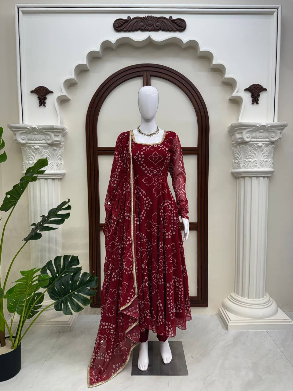 Imperial Bandhani Digital Printed Flared Anarkali Set