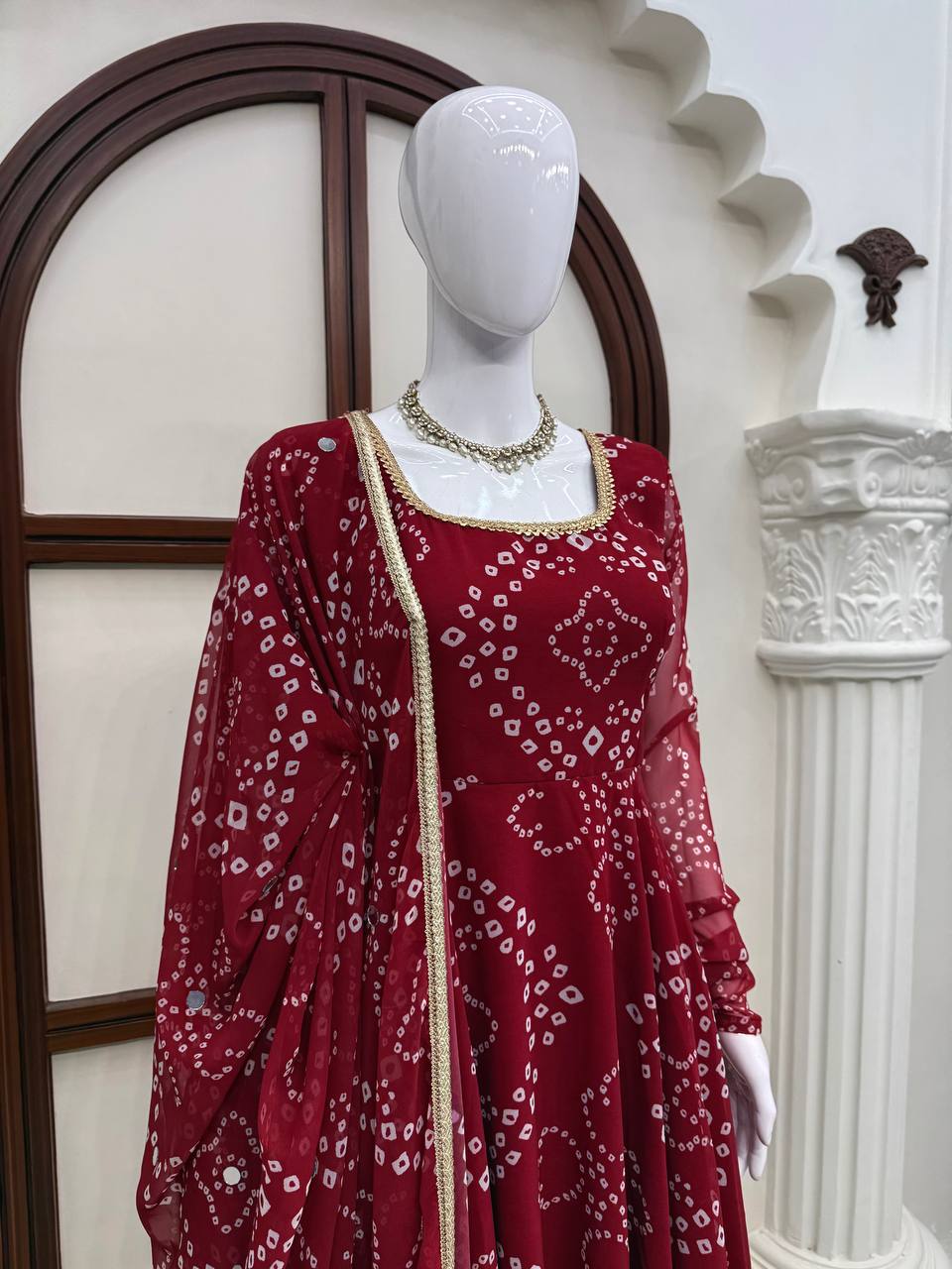 Imperial Bandhani Digital Printed Flared Anarkali Set