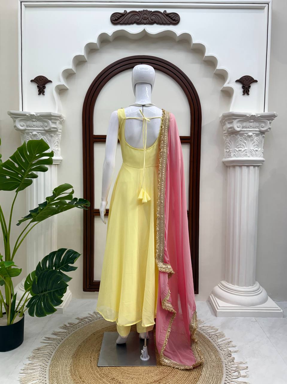Imperial Lace-Detailed Flared Georgette Anarkali Set