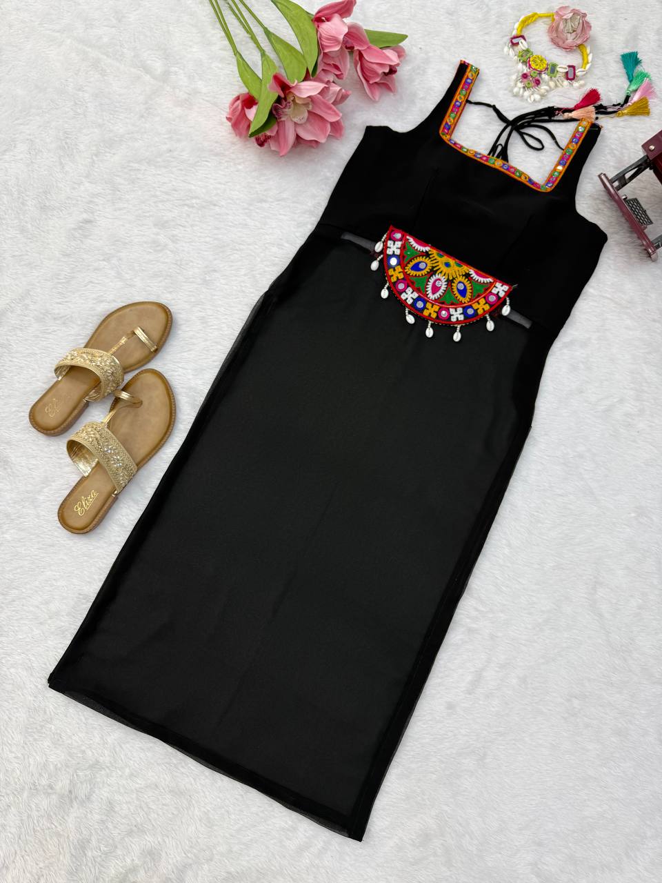 Heritage Kamthi Work Georgette One-Piece Festive Top