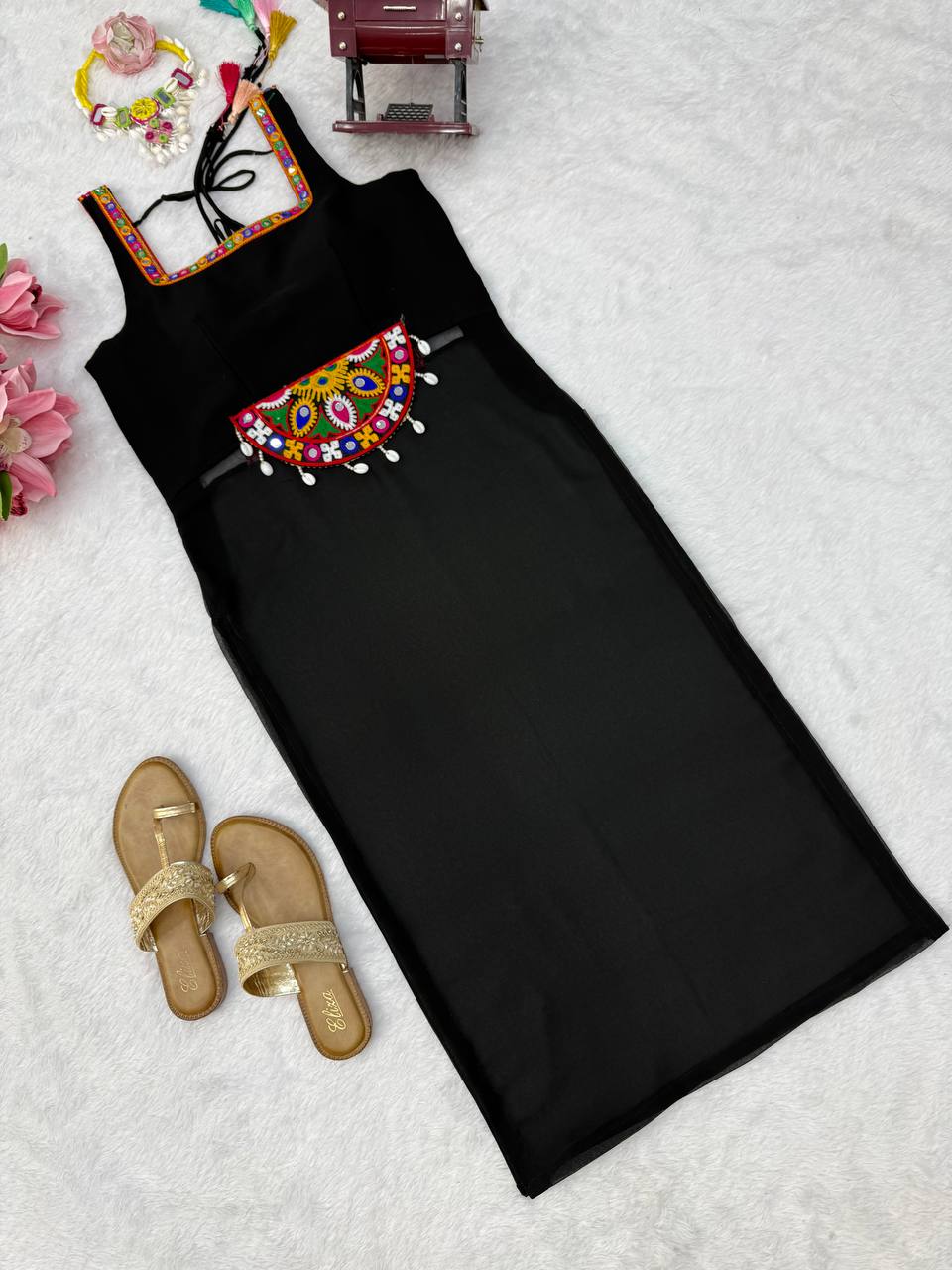 Heritage Kamthi Work Georgette One-Piece Festive Top