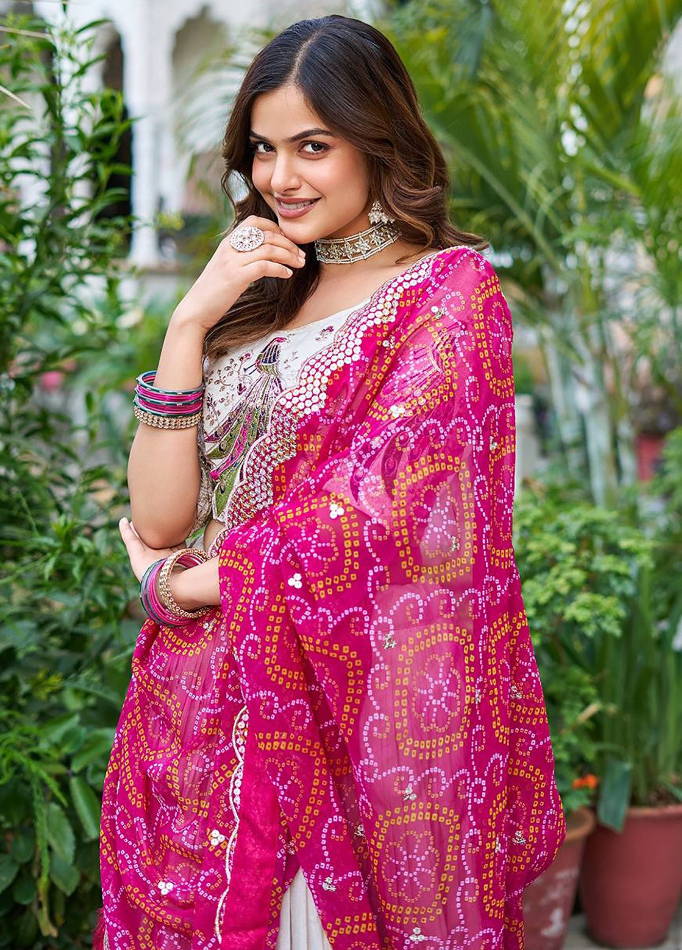 Peacock Heritage Bandhani Lehenga