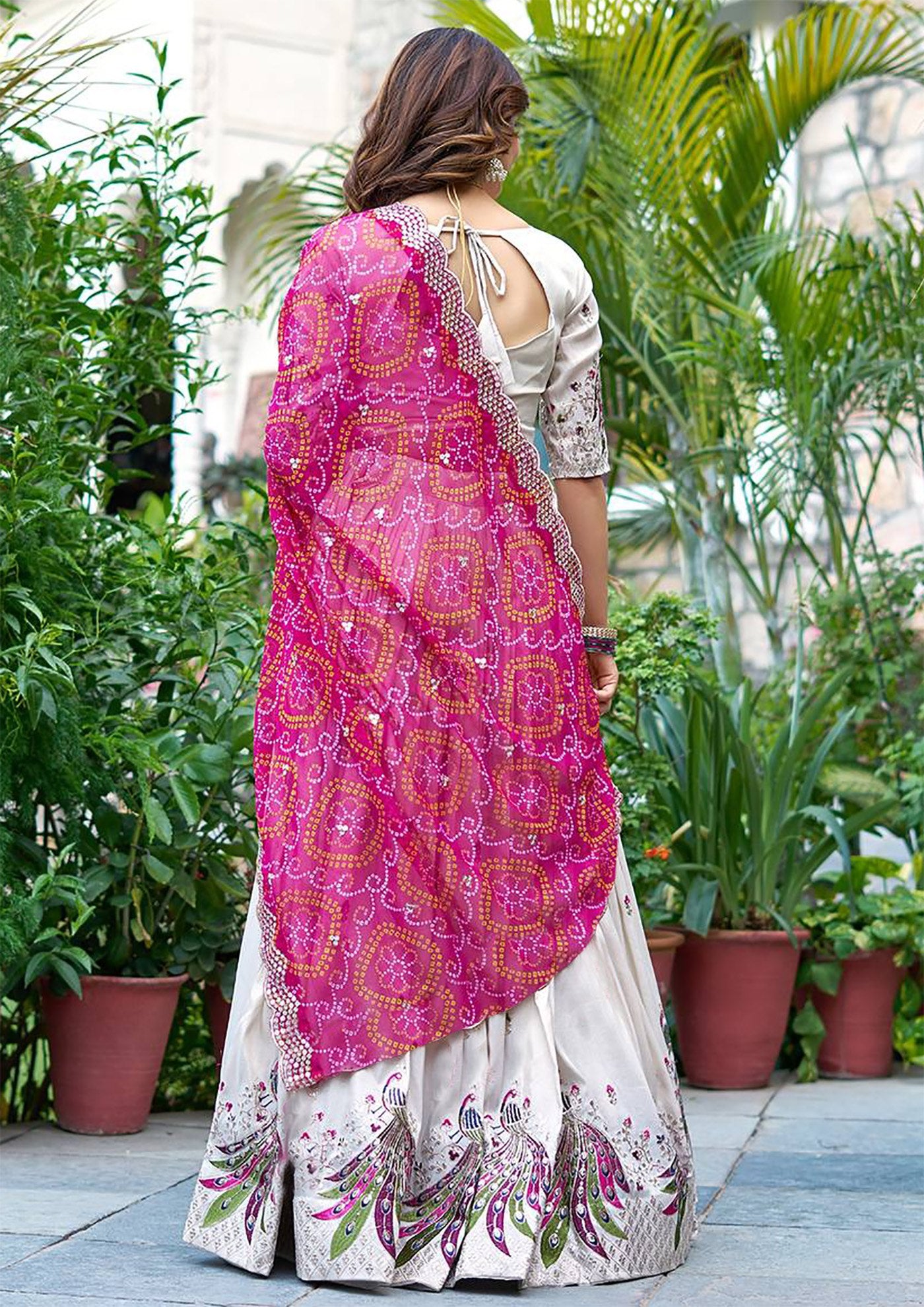 Peacock Heritage Bandhani Lehenga