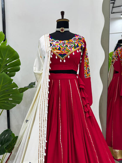 Imperial Shell-Bordered Mirror-Work Lehenga Set