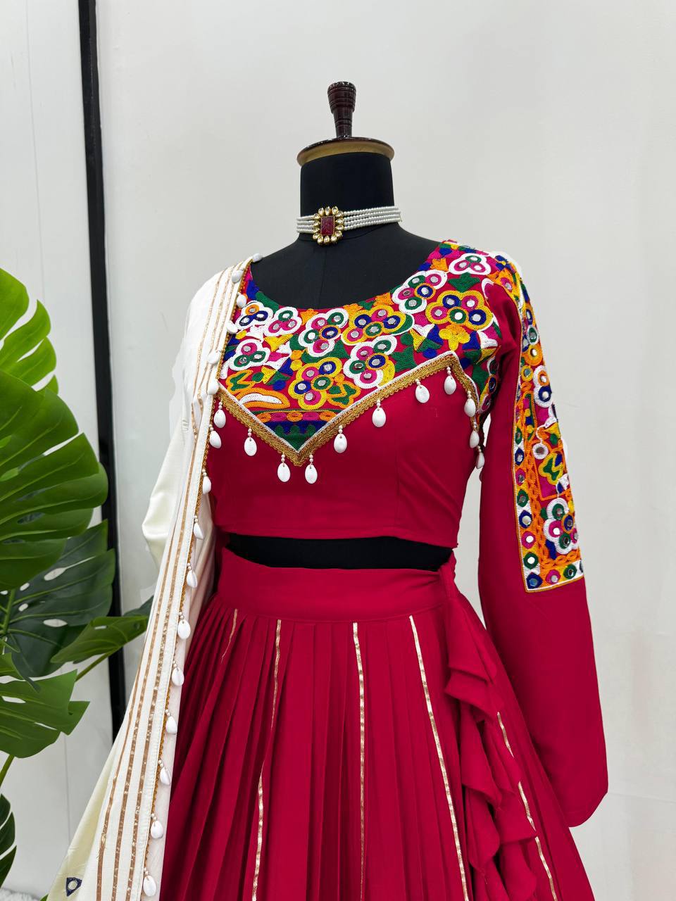 Imperial Shell-Bordered Mirror-Work Lehenga Set