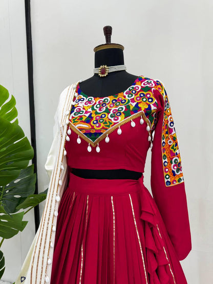 Imperial Shell-Bordered Mirror-Work Lehenga Set