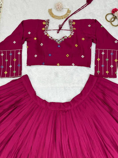Digital Motif Real Mirror-Work Festive Lehenga