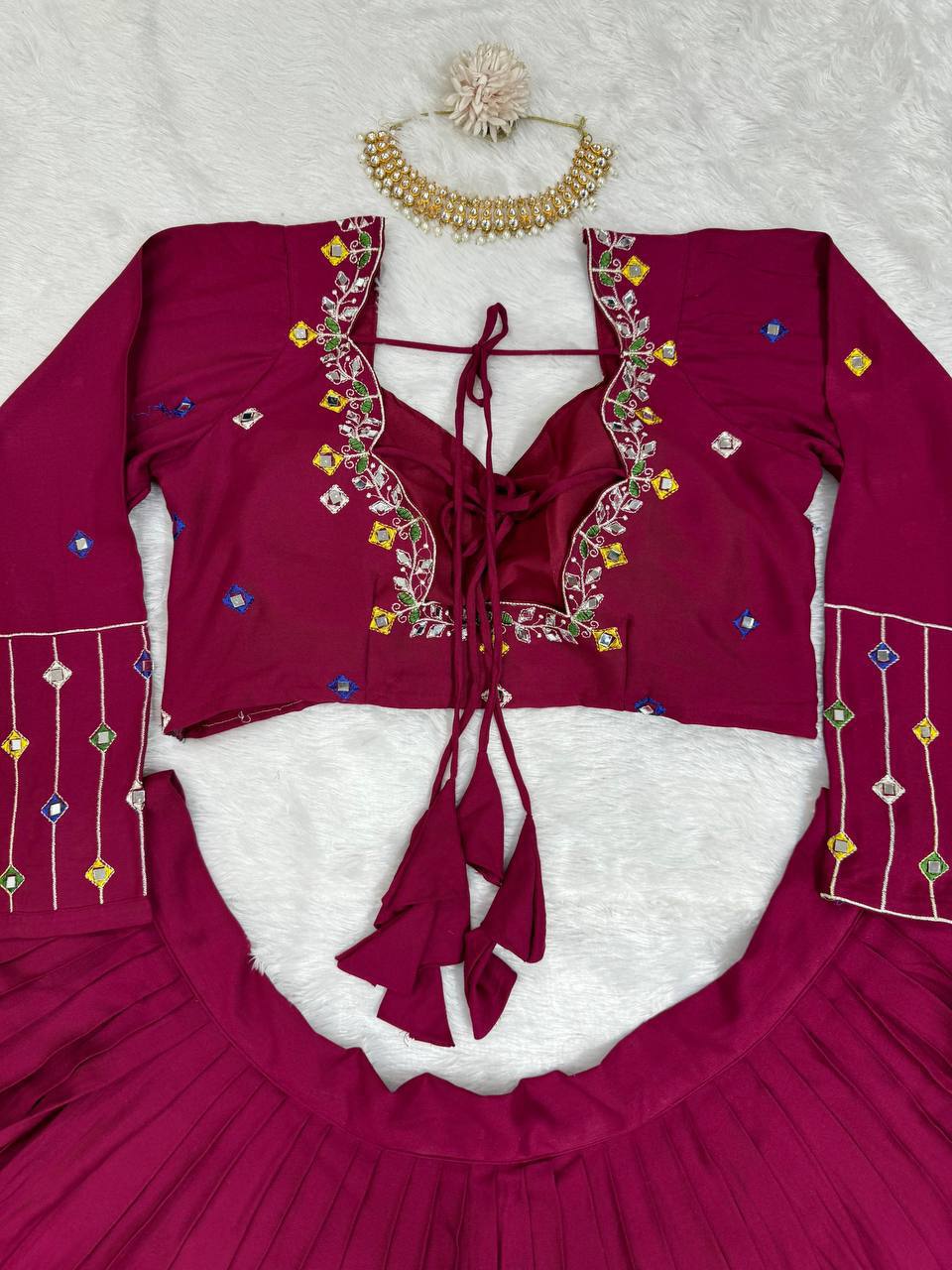 Digital Motif Real Mirror-Work Festive Lehenga