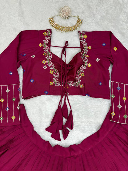 Digital Motif Real Mirror-Work Festive Lehenga