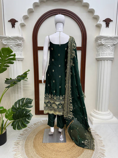 Imperial Lattice Thread & Sequined Fendy Silk Kurti Set