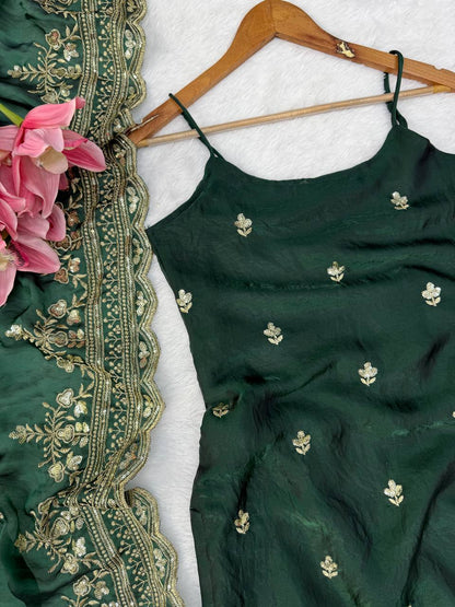 Imperial Lattice Thread & Sequined Fendy Silk Kurti Set