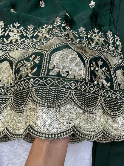Imperial Lattice Thread & Sequined Fendy Silk Kurti Set