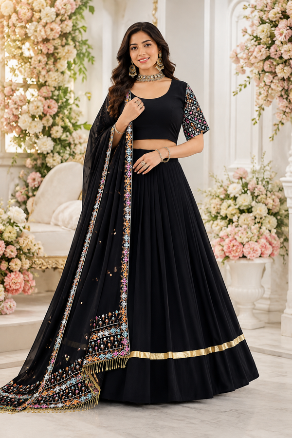 Imperial Lattice Border 9mm Sequined Georgette Lehenga Set