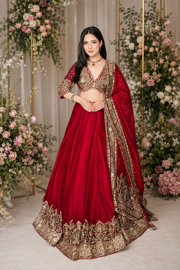 Imperial Crystal-Tasseled Chinon Lehenga Set