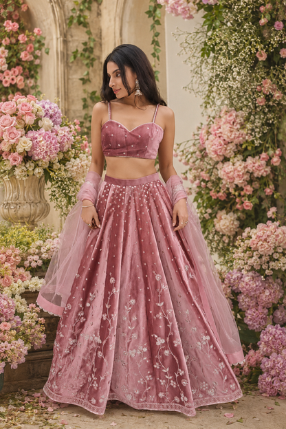 Imperial Floral Embroidered Karishma Silk Lehenga Set