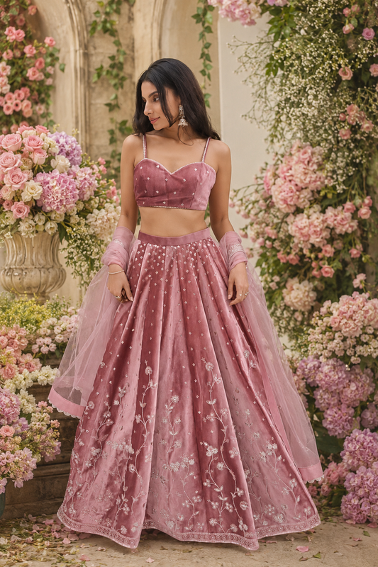 Imperial Floral Embroidered Karishma Silk Lehenga Set