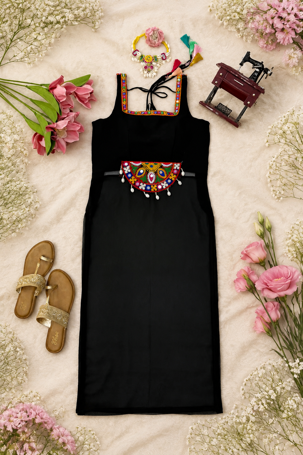 Heritage Kamthi Work Georgette One-Piece Festive Top