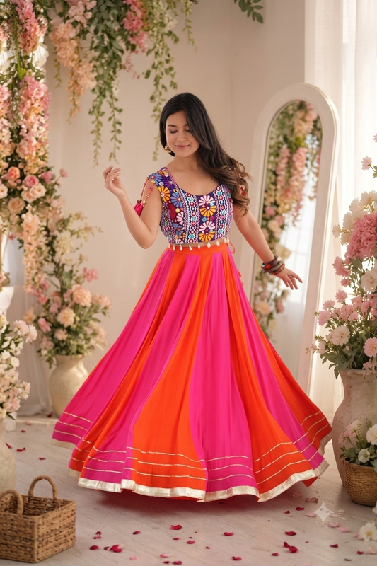 Multicolour Gota Patti Panelled Lehenga Choli