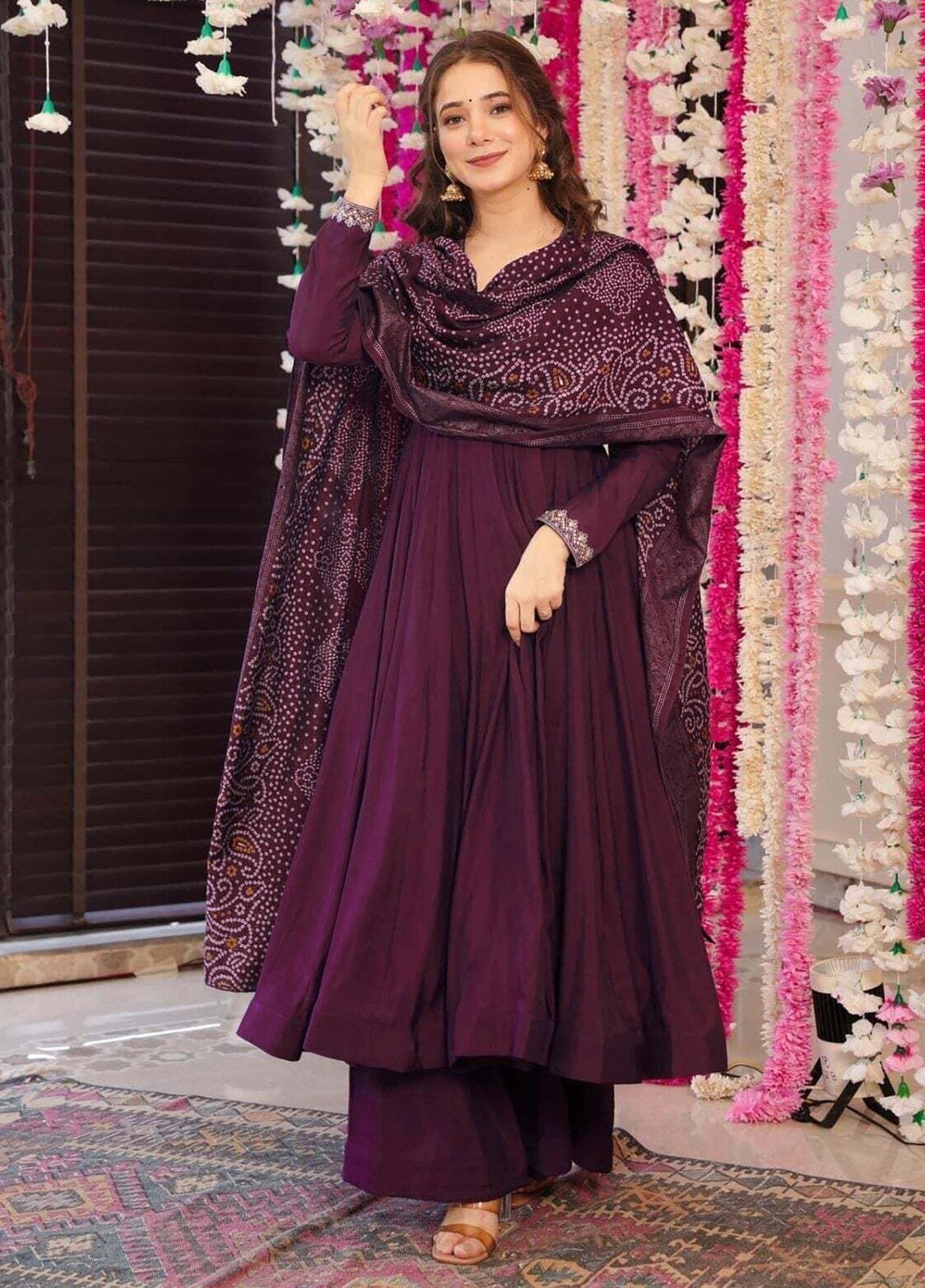 Imperial Embroidered Vichitra Silk Anarkali Set