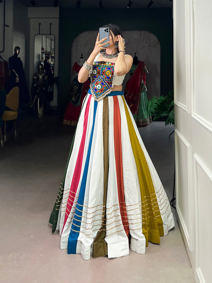 Heritage Gamthi Mirror Work Pure Rayon Festive Lehenga Set