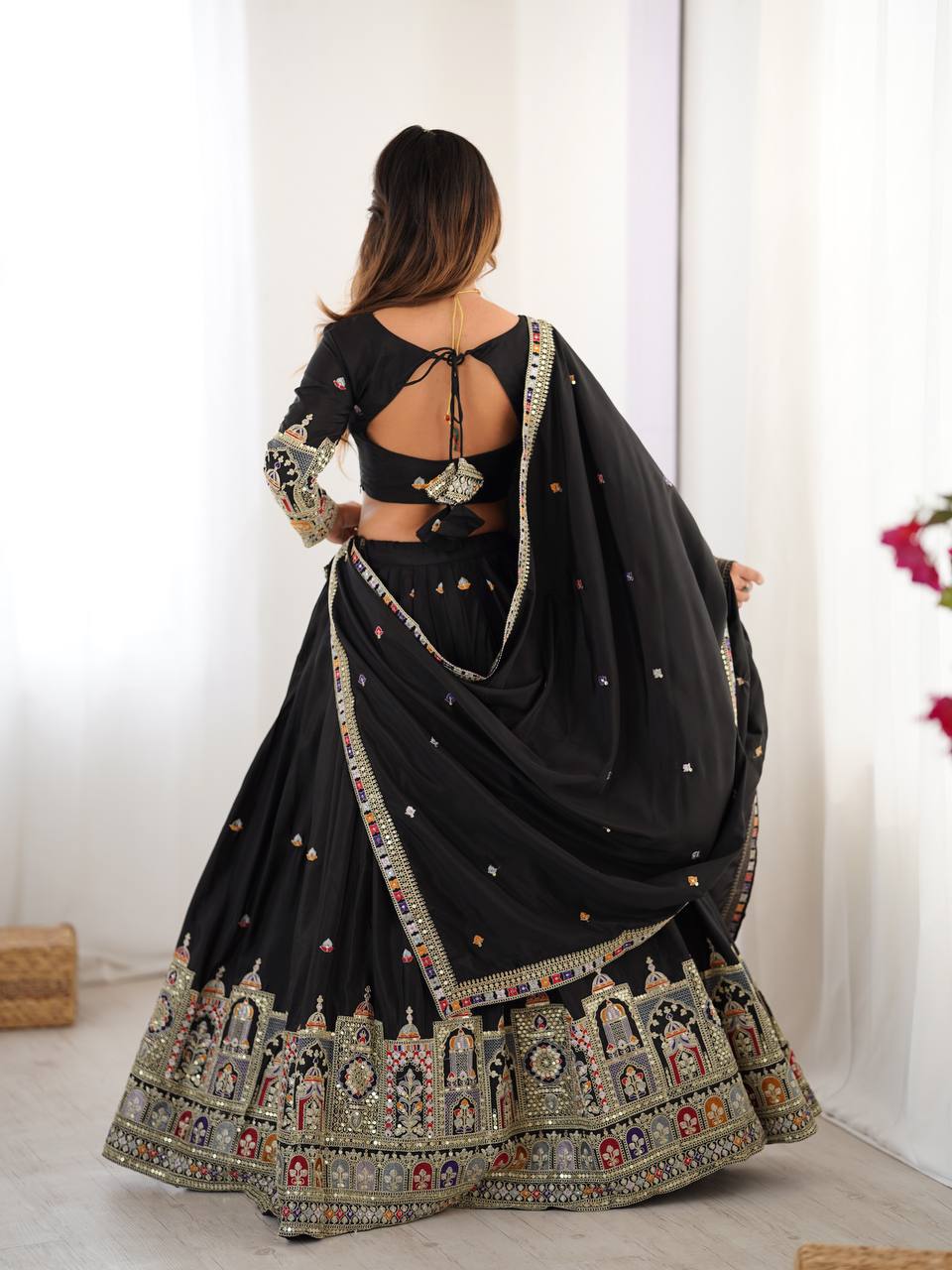 Imperial Heritage Arch Motif Crepe Silk Lehenga Set