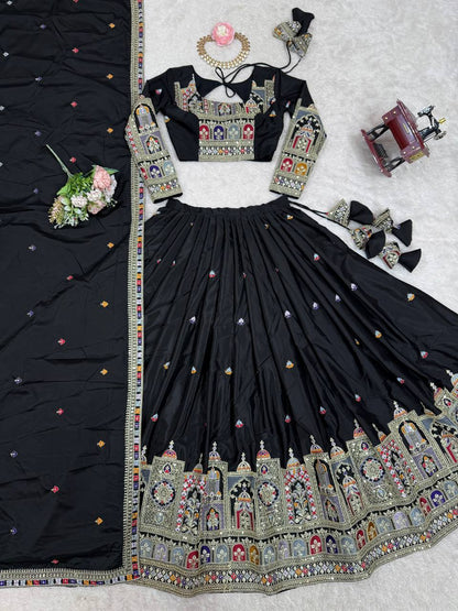 Imperial Heritage Arch Motif Crepe Silk Lehenga Set