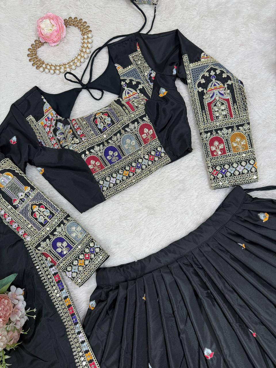 Imperial Heritage Arch Motif Crepe Silk Lehenga Set