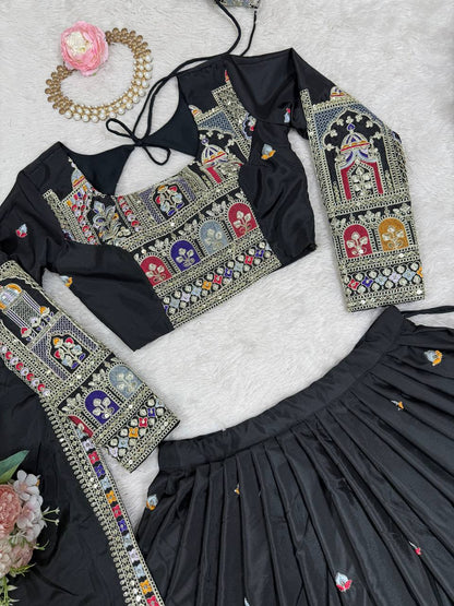 Imperial Heritage Arch Motif Crepe Silk Lehenga Set