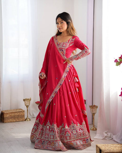 Imperial Heritage Arch Motif Crepe Silk Lehenga Set