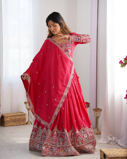 Imperial Heritage Arch Motif Crepe Silk Lehenga Set