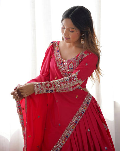 Imperial Heritage Arch Motif Crepe Silk Lehenga Set