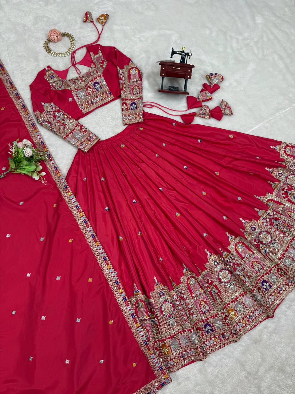 Imperial Heritage Arch Motif Crepe Silk Lehenga Set