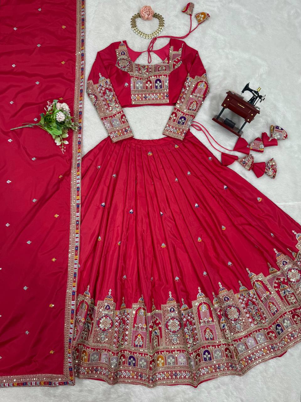 Imperial Heritage Arch Motif Crepe Silk Lehenga Set