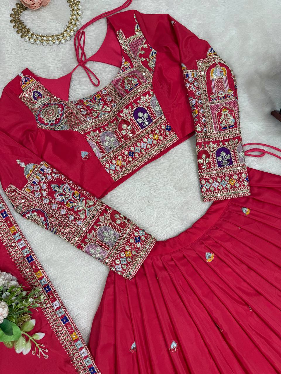 Imperial Heritage Arch Motif Crepe Silk Lehenga Set
