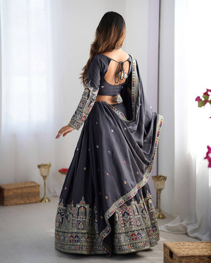 Imperial Heritage Arch Motif Crepe Silk Lehenga Set