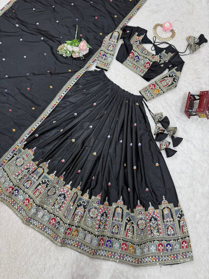 Imperial Heritage Arch Motif Crepe Silk Lehenga Set