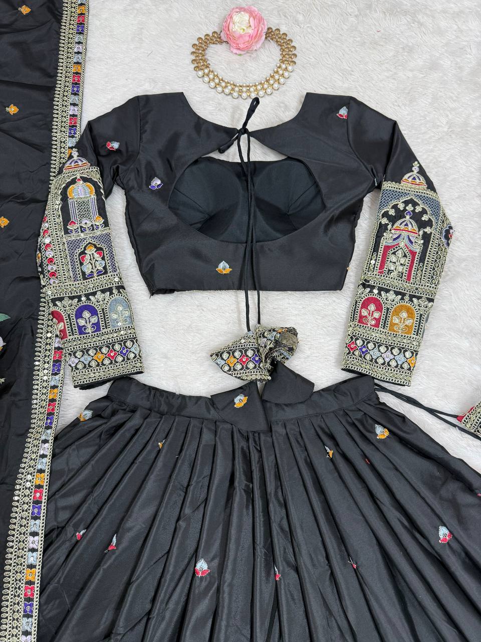 Imperial Heritage Arch Motif Crepe Silk Lehenga Set