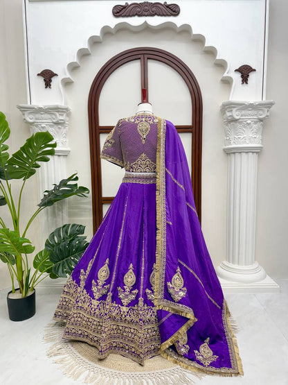 Royal Motif Thread & Sequence Vichitra Silk Lehenga