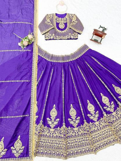 Royal Motif Thread & Sequence Vichitra Silk Lehenga