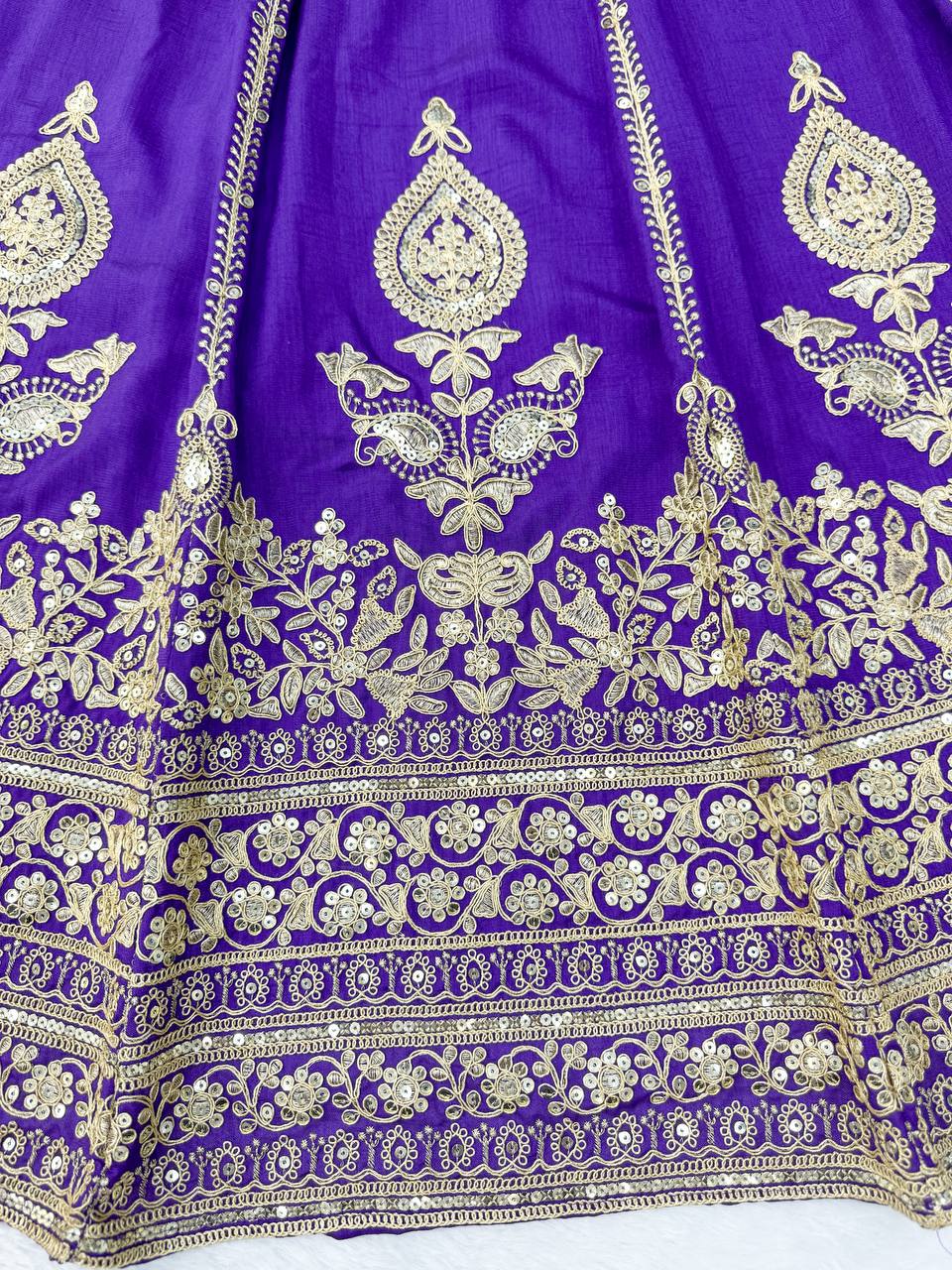 Royal Motif Thread & Sequence Vichitra Silk Lehenga