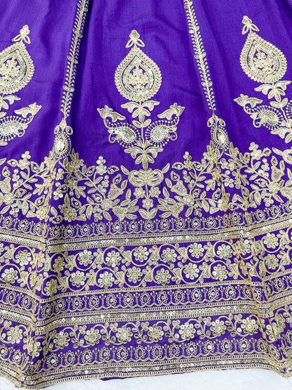 Royal Motif Thread & Sequence Vichitra Silk Lehenga
