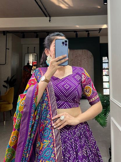 Purple Patola Print Flared Lehenga Choli