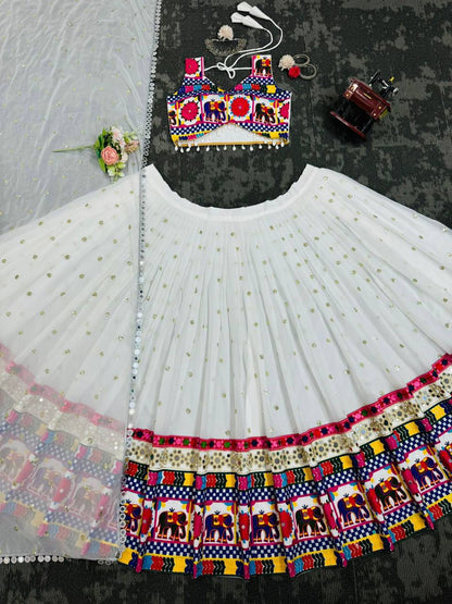 Celestial Kodi-Lace Chain-Stitch Georgette Lehenga