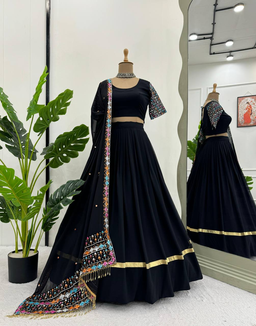 Imperial Lattice Border 9mm Sequined Georgette Lehenga Set