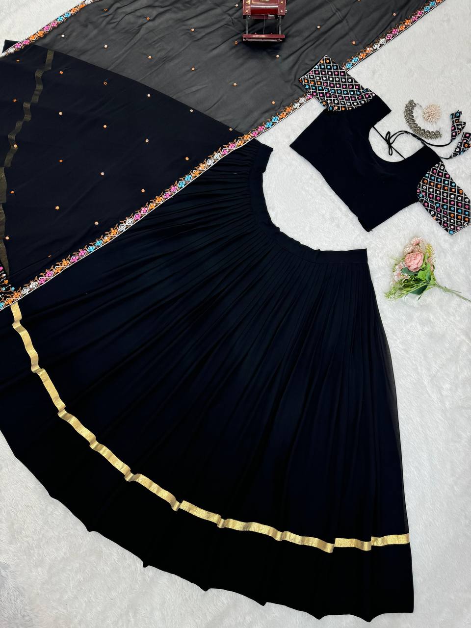 Imperial Lattice Border 9mm Sequined Georgette Lehenga Set
